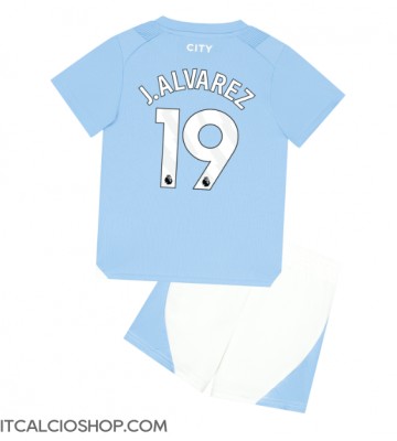 Manchester City Julian Alvarez #19 Prima Maglia Bambino 2023-24 Manica Corta (+ Pantaloni corti)